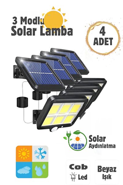 nelerbulurum 4 ADET Güneş enerjili Solar Panelli Şarjlı 72 COB LED 3 Modlu Ba...
