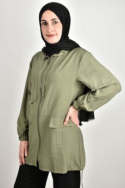 moda caddesi Hooded Zippered Hijab Cap Tunic