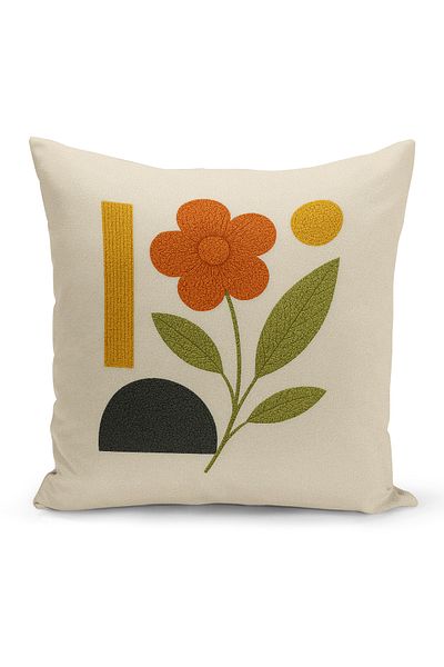Bertille Home Husă de pernă imprimată digitală pe două părți (aspect de model de broderie Punch/Punch)