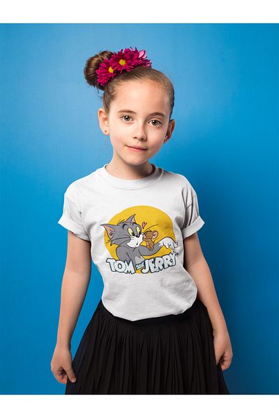 SEVBANO Tricou unisex pentru copii cu desene animate cu imprimeu Tom și Jerry (vârsta 1-12)