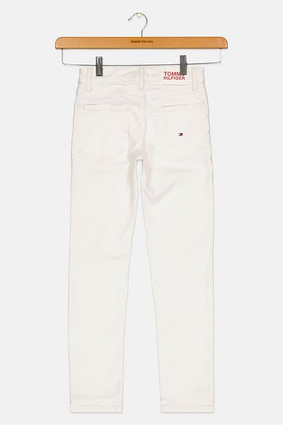 Tommy Hilfiger Kids Boy Slim Fit Plain Stretchable Denim Jeans, White