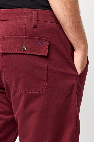 Harmont & Blaine Men Regular Fit Solid Chino Pants, Maroon