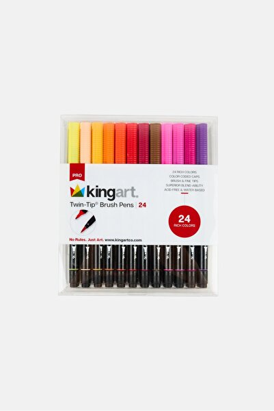 Kingart 24 Piece Twin - Tip Brush Pens, Multicolor