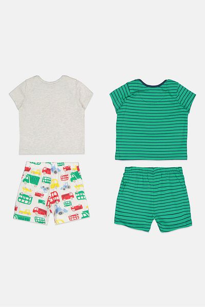 MOTHERCARE Toddlers Boy 4 Pcs Allover Print T-Shirt And Short Pajama Set, Multicolor
