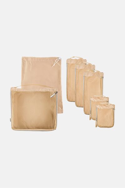 Luxe + Willow Travel 7 Pieces Packing Cubes And Shoes Bags Set, Beige
