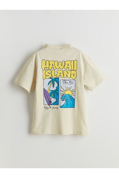 LC Waikiki Lcw Kids Beige Crew Neck Boy T-Shirt S5Dv71Z4Nvy25
