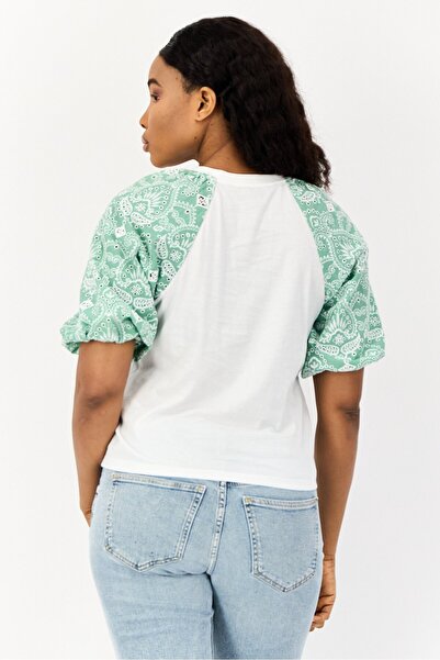 Maje Women Crew Neck Short Sleeves Textured Blouse, Multicolor