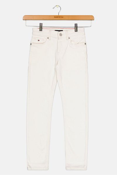 Tommy Hilfiger Kids Boy Slim Fit Plain Stretchable Denim Jeans, White