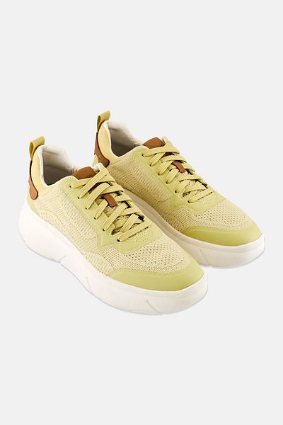 Geox Women Nebula 2,0 Lace Up Casual Shoes, Light Yellow