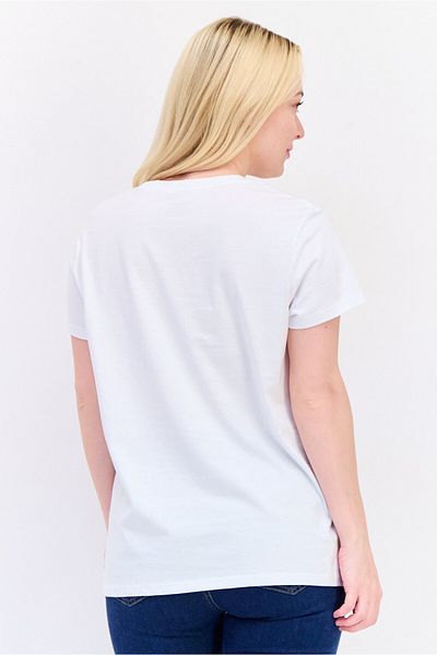 Levi's Women Crew Neck Short Sleeve Brand Logo T-shirt, White