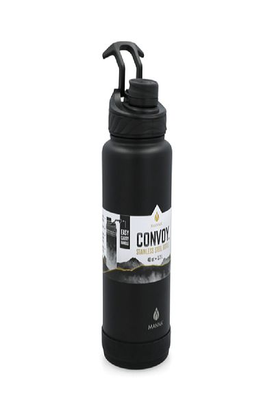 manna Convoy Stainless Steel Easy Carry Handle Water Bottle Black 40oz