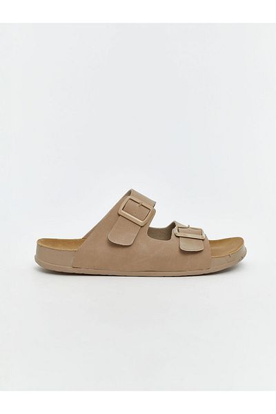 LC Waikiki Lcw Steps Beige Suede Look Men's Slippers