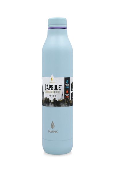 manna Capsule Powder Sky Durable Stainless Steel Water Bottle Light Blue 502ml
