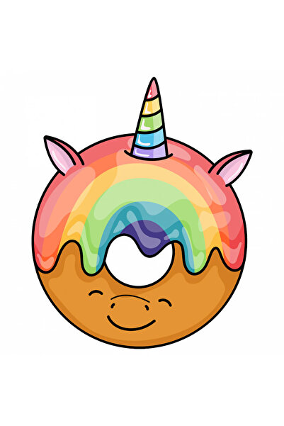 INOVATIX Set de 8 autocolante gogoașă unicorni cu fructe, INOVATIX®. 6 cm