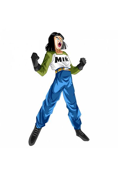 INOVATIX Set de 8 piese, autocolant Dragon Ball Android 17 MIR, INOVATIX®. 6 cm