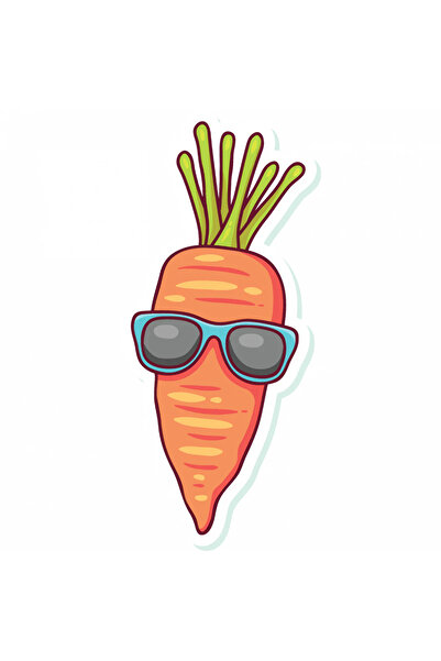 INOVATIX Set de 8 piese, autocolant Morcov cu ochelari, INOVATIX®. 6 cm