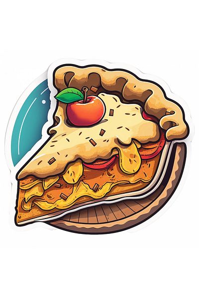 INOVATIX Set of 8 pieces, Sticker Apple Tart Slice, INOVATIX®. 6 cm
