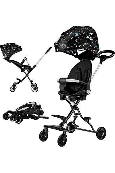 Yelajoy 2-in-1 Baby Stroller,with Reversible Seat and Reclinable Backrest,for Toddlers Outdoor,Star Trek