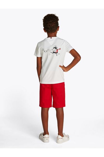 Tommy Hilfiger Boys White Flag Character Back Logo T-Shirt