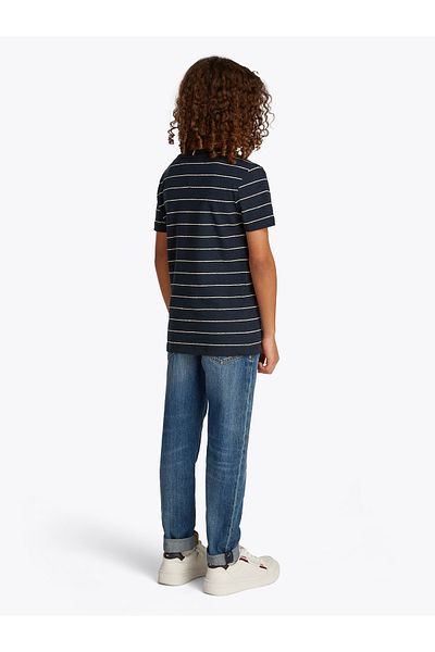 Tommy Hilfiger Boys Dark Night Navy Stripe Stripe Linen Blend T-Shirt