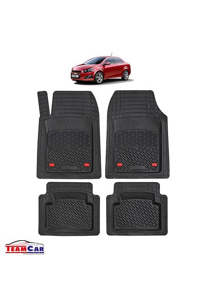 TEAMCAR Covorașe auto tip tavă compatibile cu Chevrolet Aveo T300 (2011–2020), negre, material durabil