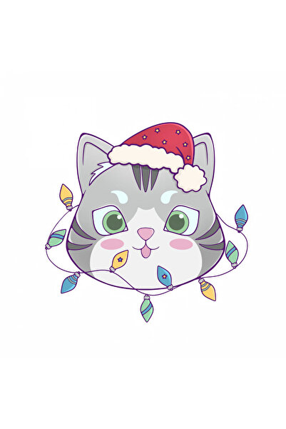 INOVATIX Σετ 8 τεμαχίων, Χριστουγεννιάτικο αυτοκόλλητο γάτας, INOVATIX®. 6 εκ.