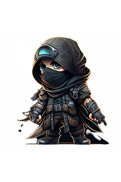 INOVATIX Set de 8 piese, autocolant războinic ninja cu cască, INOVATIX®. 6 cm