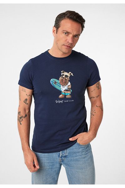 Williot Francisco Men's Regular Fit Dog Printed Crew Neck Short Sleeve T-Shirt