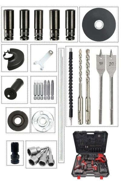 STAXX POWER Süper Seri 5'li 200A Kaynak Makinesi + 3Akülü Şarjlı Somun Sıkma Taşlama Kırıcı Delici Matkap Seti