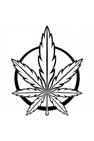 INOVATIX Set de 8 autocolante cu flori de canabis și cerc, INOVATIX®. 6 cm