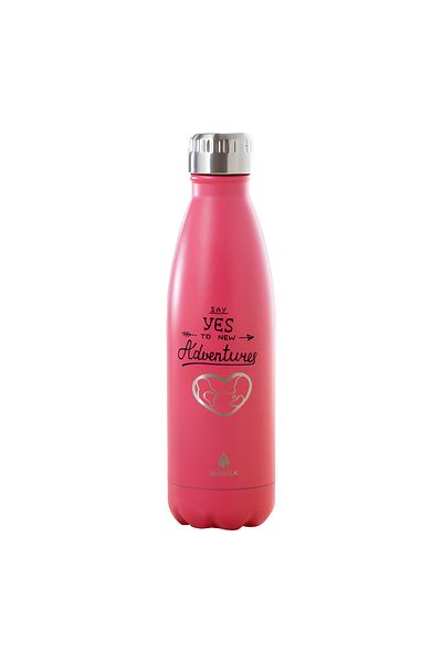 manna Adventure Double-Walled Insulated Stainless Steel Water Bottle Pink 500ml