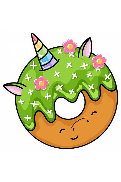 INOVATIX Set of 8, Donut Unicorn with mint, INOVATIX®. 6 cm