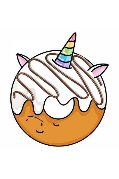 INOVATIX Set of 8, Unicorn Donut Sticker with yogurt, INOVATIX®. 6 cm