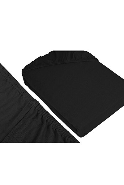 PATRU ANOTIMPURI Fitted sheet 160 x 200 x 25 cm, cotton jersey, Black, Four Seasons