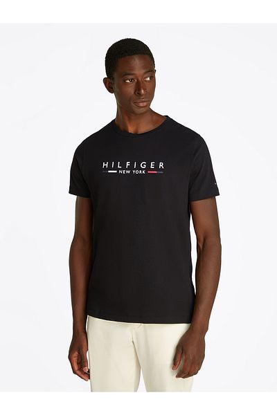 Tommy Hilfiger Tommy Hilfiger Men Black Nyc Logo Slim Fit T-Shirt