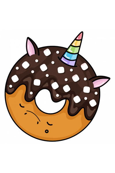 INOVATIX Set de 8 autocolante gogoașă unicorni ciocolată, INOVATIX®. 6 cm