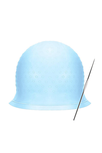 choice2 طقم قبعة تلوين شعر سيليكون زرقاء قابلة لإعادة الاستخدام مع إبرة خطافي...