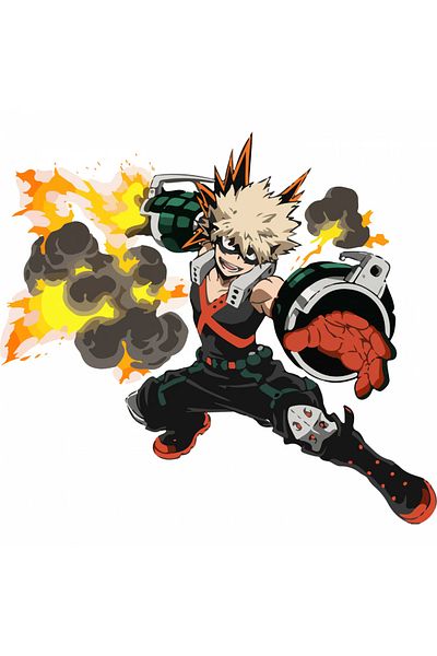 INOVATIX Set de 8 piese, autocolant My Hero Academia Katsuki Bakugo în acțiune anime, INOVATIX®. 6 cm