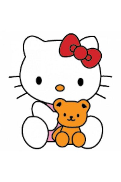 INOVATIX Set of 8 pieces, Hello Kitty sticker with teddy bear, INOVATIX®. 6 cm