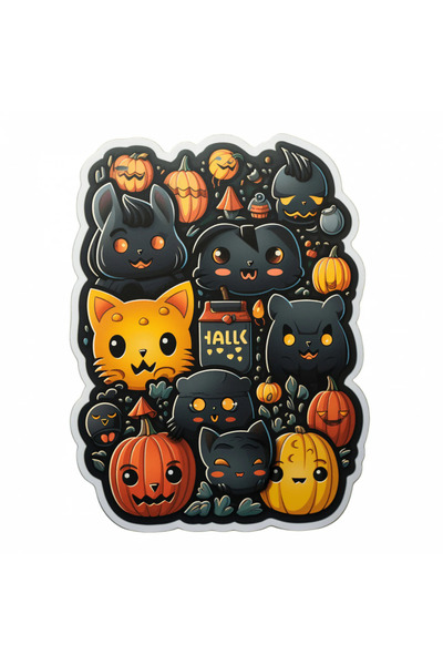 INOVATIX Set of 8 pieces, Halloween Kitten Sticker, INOVATIX®. 6 cm