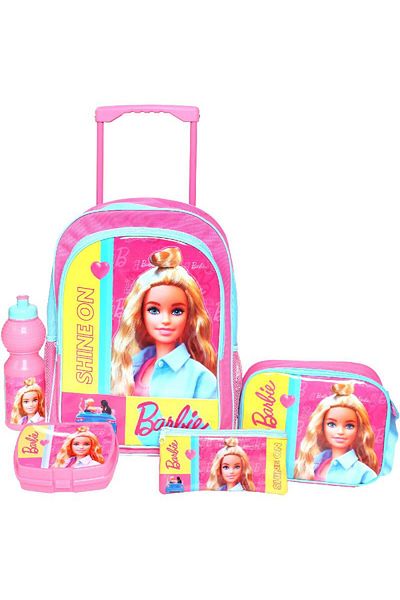 mattel Barbie 5-in-1 Value Set Trolley Bag with Accessory Pink/Yellow