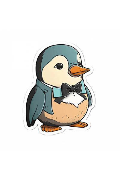 INOVATIX Set de 8 piese, autocolant pinguin cu papion, INOVATIX®. 6 cm