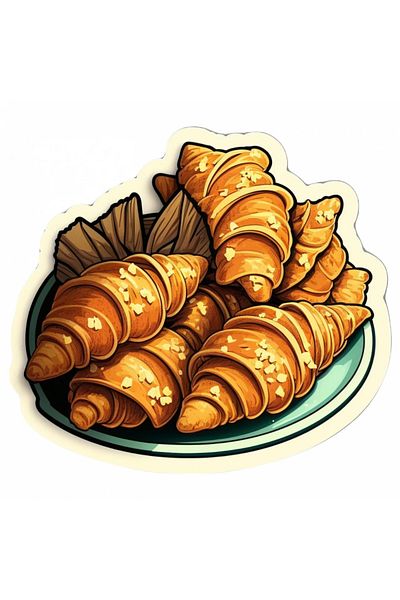 INOVATIX Set de 8 piese, Farfurie autocolantă cu croissante fragede, INOVATIX®. 6 cm