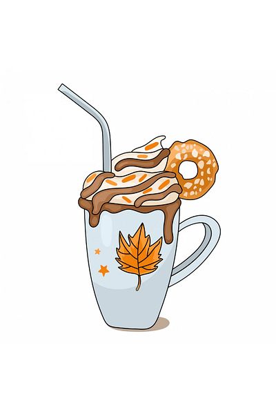 INOVATIX Set de 8 piese, Autocolant Cafea cu lapte și frișcă, INOVATIX®. 6 cm