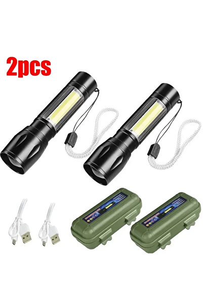 Choice مصباح يدوي LED صغير من الطراز B مع صندوق مكون من قطعتين، مصباح محمول COB+XPE، شحن USB، فانوس تخييم قابل للتكبير والتصغير