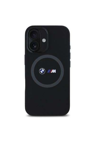 BMW Case for iPhone 16 - BMW Hardcase M Silicone Printed Ring MagSafe (BMHMP16S23SROK) - Black