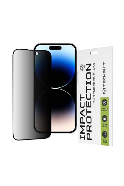 Techsuit IPhone 14 Pro Case - Techsuit 111D Privacy Full Glue - Black