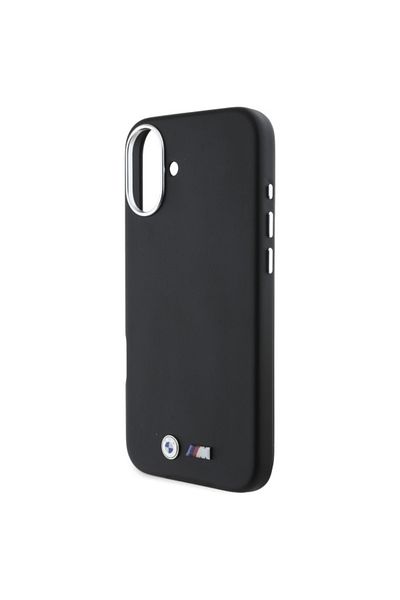 BMW Husă pentru iPhone 16 - BMW Piele M Smooth Full Wraped Metal MagSafe (BMHMP16S23PMWK) - Negru