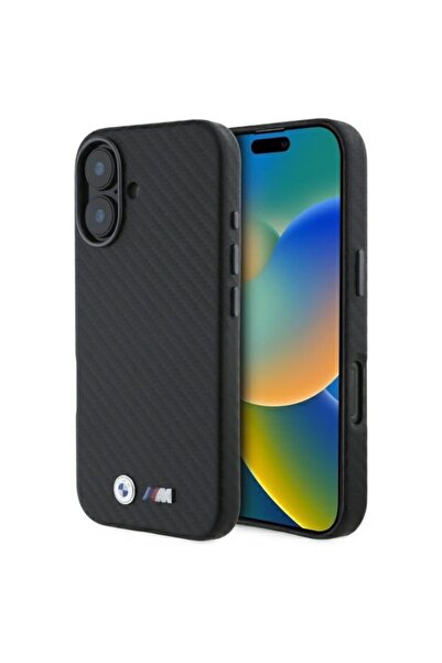 BMW Carcasă pentru iPhone 16 - BMW Piele Carbon Wraped Metal (BMHCP16S23PUFWC...