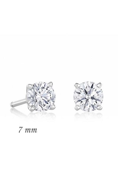 norsary Silver Round Single Stone Zircon Earrings - 7 mm